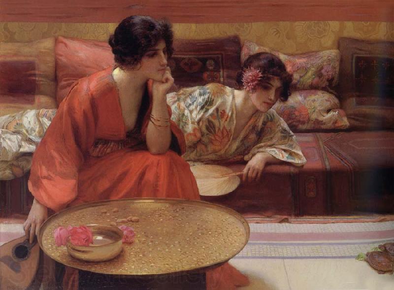 H.Siddons Mowbray Idle Hours Norge oil painting art